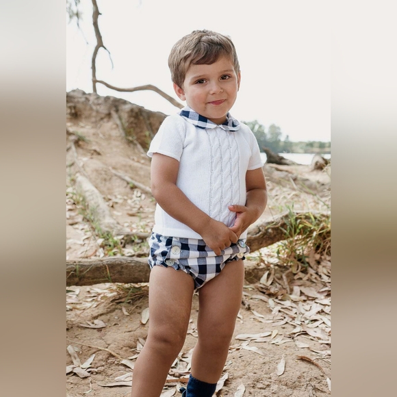 Rahigo Boys Set NWOT Navy Gingham - Picture 1 of 3